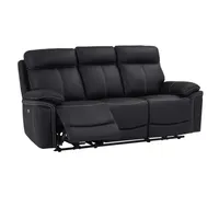 Vente-unique - Relaxsofa elektrisch 3-Sitzer - Leder - Schwarz - isiris
