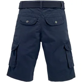 Kidsworld Shorts KIDSWORLD "2tgl. Bermudas mit Gürtel", Mädchen, Gr. 158, N-Gr, blau (marine), Web, Obermaterial: 100% Baumwolle, unifarben, Basic, bequem kniebedeckend, Hosen Shorts, mit Textilgürtel für Jungen, Topseller