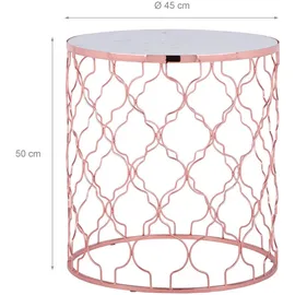 WOMO-DESIGN Beistelltisch 2er Set Phoenix I Ø40/Ø45 cm, Weiß Marmor/Kupfer, handgefertigt, Unikat