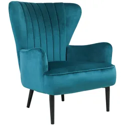 SVITA ARTHUR Sessel Relaxsessel Ohrensessel Modern Gepolstert Samt Petrol