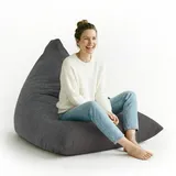 Lumaland Gaming Sitzsack & Bodenkissen | XXL Beanbag in Triangle Form | 150x100x100cm & 370l Volumen | Waschbarer & Robuster Bezug | Ideal als Sessel & Sofa verwendbar | Leichtes [Dunkelgrau]