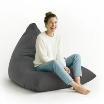 Lumaland Gaming Sitzsack & Bodenkissen | XXL Beanbag in Triangle Form | 150x100x100cm & 370l Volumen | Waschbarer & Robuster Bezug | Ideal als Sessel & Sofa verwendbar | Leichtes [Dunkelgrau]