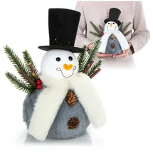 COM-FOUR Schneemann Figur 25 cm weiß-grau