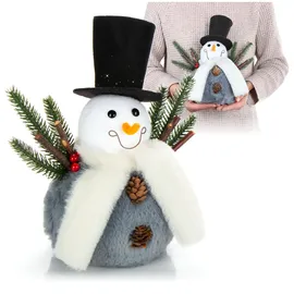 COM-FOUR Schneemann Figur 25 cm weiß-grau
