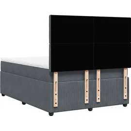 vidaXL Boxspringbett mit Matratze Dunkelgrau 140x200 cm Samt