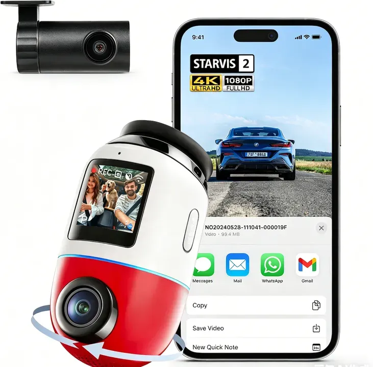 70mai Dashcam 4K Omni, Vorne Hinten 4K+1080P HDR-Autokameras mit STARVIS 2 IMX678, Nachtsicht, Parkmodus, Sprachsteuerung, 4G LTE, Bewegungserkennung, 5GHz WiFi 6, App-Steuerung