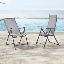 [en.casa] Kalamata Gartenstuhl 57 x 105 x 68 cm hellgrau 2 St.