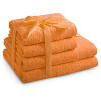 AmeliaHome Handtuch Set Orange 2 Handtücher 50x100 cm und 2 Duschtücher 70x140 cm 100% Baumwolle Qualität Saugfähig Amari