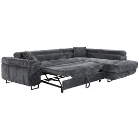 m-punkt Eckcouch Cord 2-Sitzer Grau