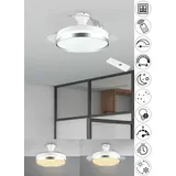 Trio Leuchten LED Deckenleuchte »LINDBERG Deckenventilator mit Beleuchtung, Rotor einklappbar, 6 Stufen«, 1 flammig, Leuchtmittel LED-Board LED fest integriert, LED Ventilator mit Fernbedienung dimmbar Memory Nachtlicht Starlight,