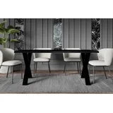 ALTDECOR Esstisch, ideal als Küchentisch oder Wohnzimmertisch, solide Konstruktion aus Möbelplatte,160x90x75 cm - Schwarz Hochglanz/Schwarz- KLYN X