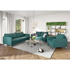 s-style möbel & Couches, Couchgarnitur mit Schwarz Metall Füßen aus Türkis 138 cm/ 91 cm/ 86 cm - Türkis