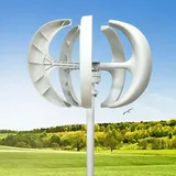 Windkraftanlage 600W Windturbine Generator Weiß Laterne Vertikale Windgenerator 5 Blätter Windkraftanlage Kit mit Controller 12V/24V (Weiß, 12V)