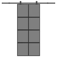 vidaXL Schiebetür mit Beschlag 90x205 cm Hartglas und Aluminium, Schiebetür auf Schiene, Scheunentor, Zimmertür, Hängetür, Schiebetür Innen, Innentür