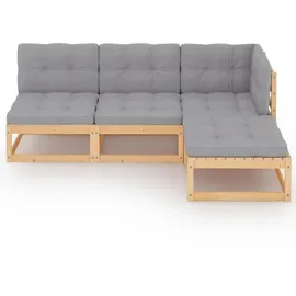 vidaXL Garten-Lounge-Set 4-tlg. grau