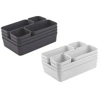 ENGELLAND - Schubladen-Organizer Set, 16-teilig, Farbmix: Anthrazit/Hellgrau, frei verstellbar,