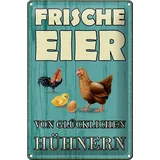 femer gmbh Femer Blechschild Spruch 20x30cm frische Eier glückliche Hühner,