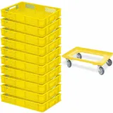 BRB-Lagertechnik Transportroller 10 Eurobehälter 600x400x90 mm gelb