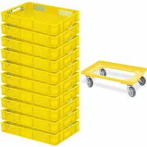BRB-Lagertechnik Transportroller 10 Eurobehälter 600x400x90 mm gelb
