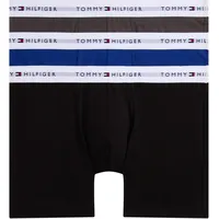 Boxer "3P BOXER BRIEF", Herren, Gr. S (48), 3 Stk., blk, drk ash, wdg blu, Jersey, Obermaterial: 95% Baumwolle, 5% Elasthan, TOMMY HILFIGER UNDERWEAR, körpernah, Unterhosen, mit längerem Bein und Tommy Hilfiger Logo-Elastikbund