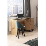 Schreibtisch Vanessa Bürotisch Computertisch Laptoptisch Büromöbel Arbeitstisch mit Scharniertür ( Eiche Artisan uns schwarz ) - Braun/Schwarz