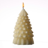 MARELIDA LED Kerze Tannenbaum Echtwachs warmweiße 3D Flamme H: 18cm Timer creme