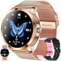Smartwatch Damen mit Telefonfunktion, 1,09 Zoll mit 123 Sportmodi, Herzfrequenzmesser, Schlafmonitor, SpO2, Schrittzähler für mit Android/IOS - Gold