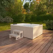 Home Deluxe Outdoor Whirlpool NIMBUS DELUXE - mit Treppe und Thermoabdeckung