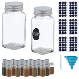 Relaxdays Gewürzgläser 36er Set, Silber,Transparent