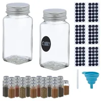 Relaxdays Gewürzgläser 36er Set, Streueinsatz, Gewürzdosen Glas, 120ml, inkl. Etiketten, Stift & Trichter, transparent