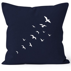 Autiga Dekokissen Kissenbezug Vögel Birds Fly Kissen-Hülle Deko-Kissen 40×40 Baumwolle Autiga® blau