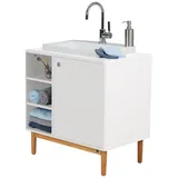 TOM TAILOR HOME Waschtisch COLOR BATH mit Waschbecken, Tür und Regal - in vielen schönen Farben, hochwertig lackiertes MDF mit gerundeten Kanten weiß 80 cm x 62 cm x 50 cm