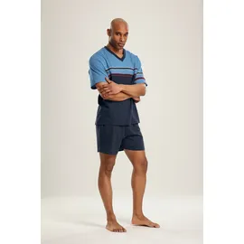LE JOGGER le jogger® Pyjama, (Packung, 4 tlg., 2 Stück), kurzer Schlafanzug mit V-Auschnitt le jogger® marine-blau | Gr. (S)