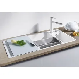 Blanco Axia III 6 S rechts weiß + Excenterbetätigung + InFino + Glasschneidbrett