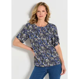 GOLDNER Schlupfbluse Elegantes Halbarm Blusenshirt blau 22