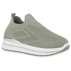 Damen Plateau Sneaker in Olivgrün