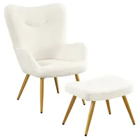 Yaheetech Ohrensessel mit Hocker Polyester 70 x 100 x 80 cm Weiß