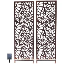 deluke Gartenaufsteller VARNA mit LED Stahl Rostfarben 170x2x50cm Gartendeko Outdoor Aufsteller
