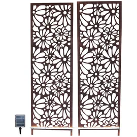deluke Gartenaufsteller VARNA mit LED Stahl Rostfarben 170x2x50cm Gartendeko Outdoor Aufsteller