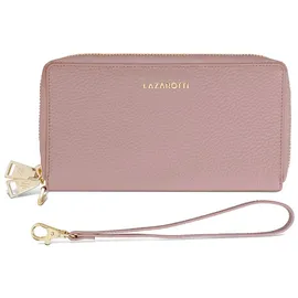 lazarotti Bologna Leather Double Zip Around Wallet Damen Geldbörse rosa