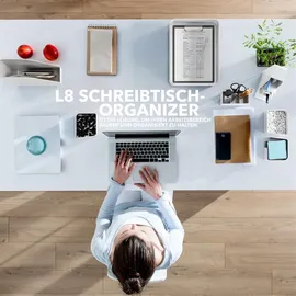 sentisina Schreibtisch Weiß Tisch-Organizer mit RED DOT Design Award - Premium Stiftehalter aus recyceltem Material - Büro Organizer - Weiß