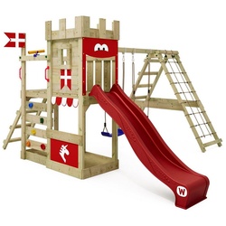 Wickey Spielturm Ritterburg DragonFlyer mit Schaukel & Rutsche, 433x362x235 rot