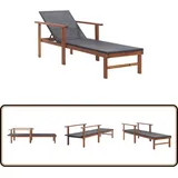 Sonnenliege Poly Rattan Und Massivholz Akazie Schwarz - Sonnenliege - Gartenliege - Poolliege - Rattan Liege - Outdoor Möbel