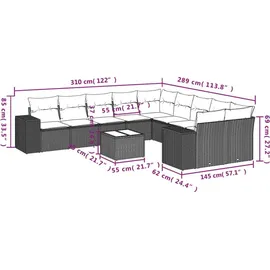 vidaXL Gartensofa-Set 11-tlg. schwarz