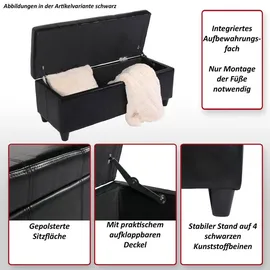 berlinlodge Aufbewahrungs-Truhe Sitzbank Lars HxBxT 45x112x45cm Creme Leder + Kunstleder