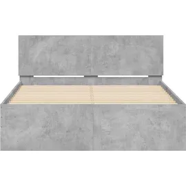 vidaXL Bettgestell mit Kopfteil LED-Beleuchtung Betongrau 140x200 cm