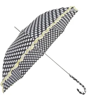 COFI Romantischer Automatik Stockschirme mit Punkten und mit rüschen (Schwarz)