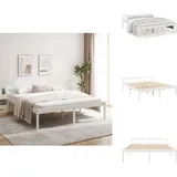 Seniorenbett Weiß 180x200 Cm Massivholz Kiefer - Seniorenbett - Kiefernholzbett - Doppelbett - Massiver Rahmen - Weißes Bett