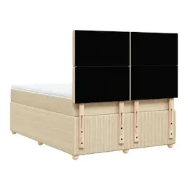 vidaXL Boxspringbett mit Matratze Creme 160x200 cm Stoff