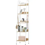 Woltu Lagerregal mit 5 Ebenen, mit 4 Haken, im Wohnzimmer Küche, aus MDF Metall, weiß